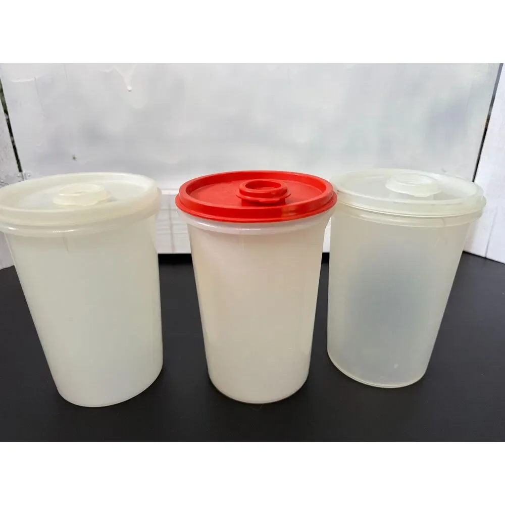 Lot Of 3 Small 1 Large Tupperwear Pitchers Orange and Sheer 321-5 & 262-9